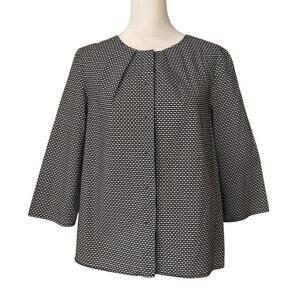 COS navy blue & white button down three-quarter sleeve top size 8